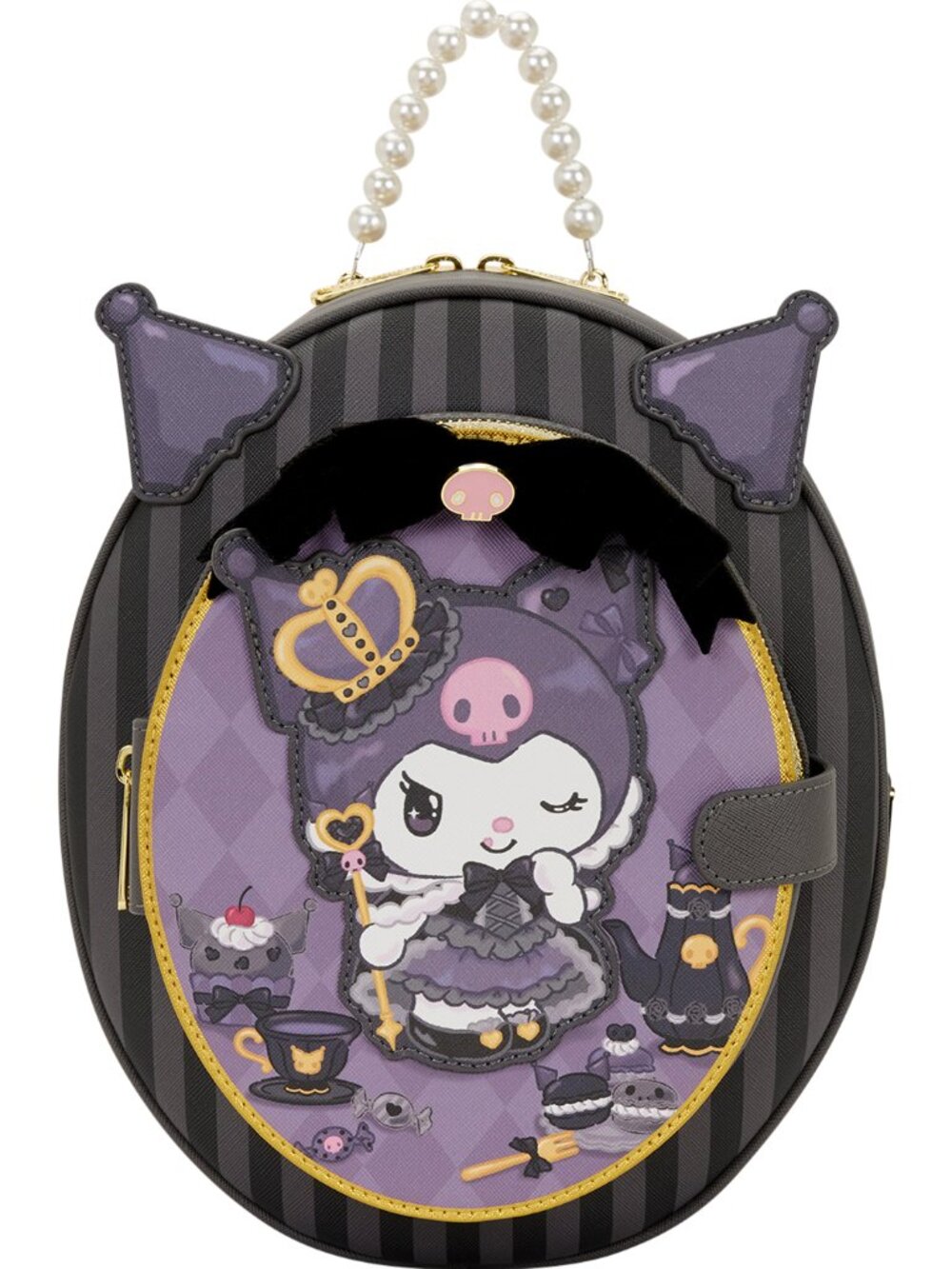 NEW LOUNGEFLY X SANRIO Kuromi Cameo Lolita Goth Mini Backpack